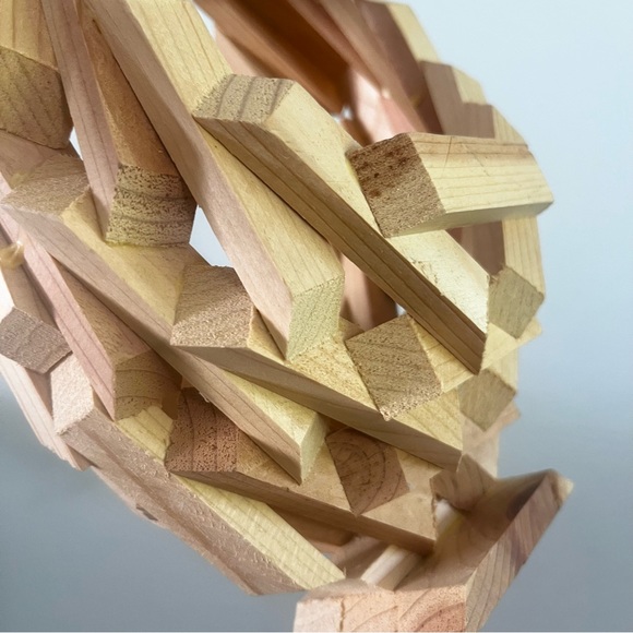 Vintage Midcentury Wood Block Geometric Handmade Fruit Basket Planter Retro SM - Picture 8 of 9